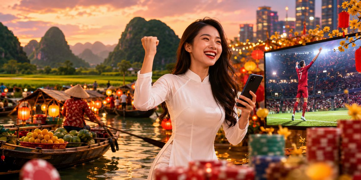 Cảnh đồng quê Ninh Bình, người dùng thao tác nạp tiền qua ví điện tử trên điện thoại