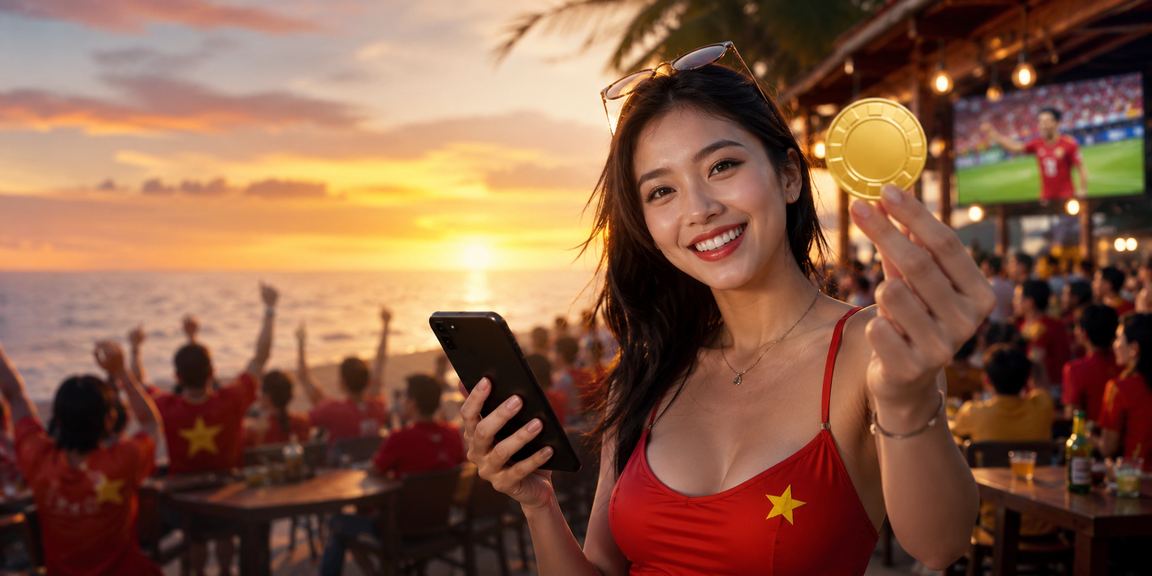 Bãi biển Phú Quốc buổi chiều vàng, du khách truy cập game mới trên điện thoại